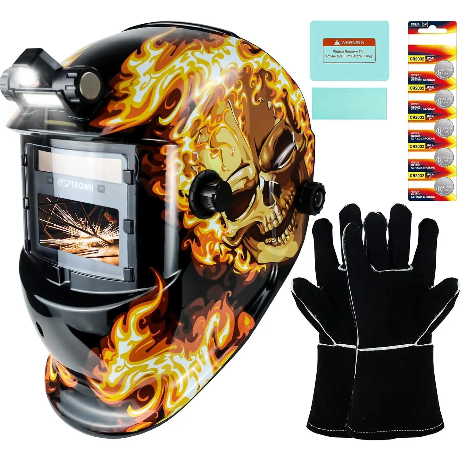 Auto Darkening Welding Hood (KTS-HD104) – Weldingmask for Welders, CE Certified PP Plastic Helmet with Light True Color, 1/1/1/2 Top Optical Clarity, Wide Shade 9-13, Adjustable Grinding & Abrasive Cutting Function, USB Port