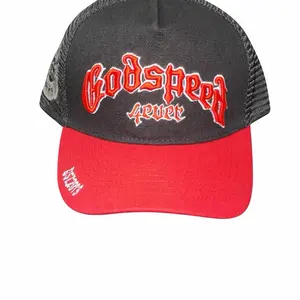 Godspeed 4ever Trucker Hat - Red & Black Mesh Cap with Bold Red Logo for Stylish Outfits