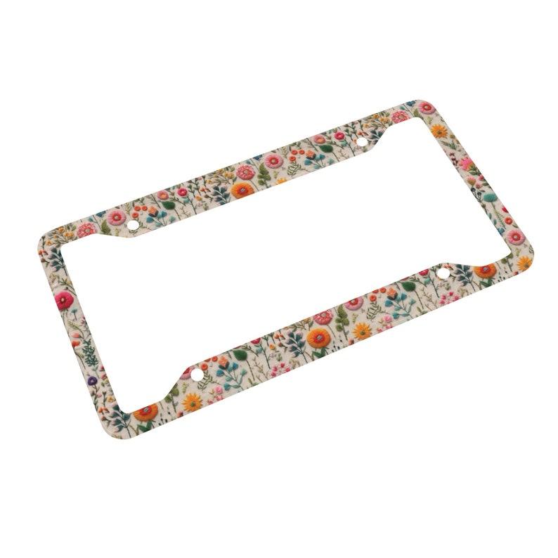 Tiny Wildflower License Plate Frame Boho, Floral Car Decor Accessories for Women