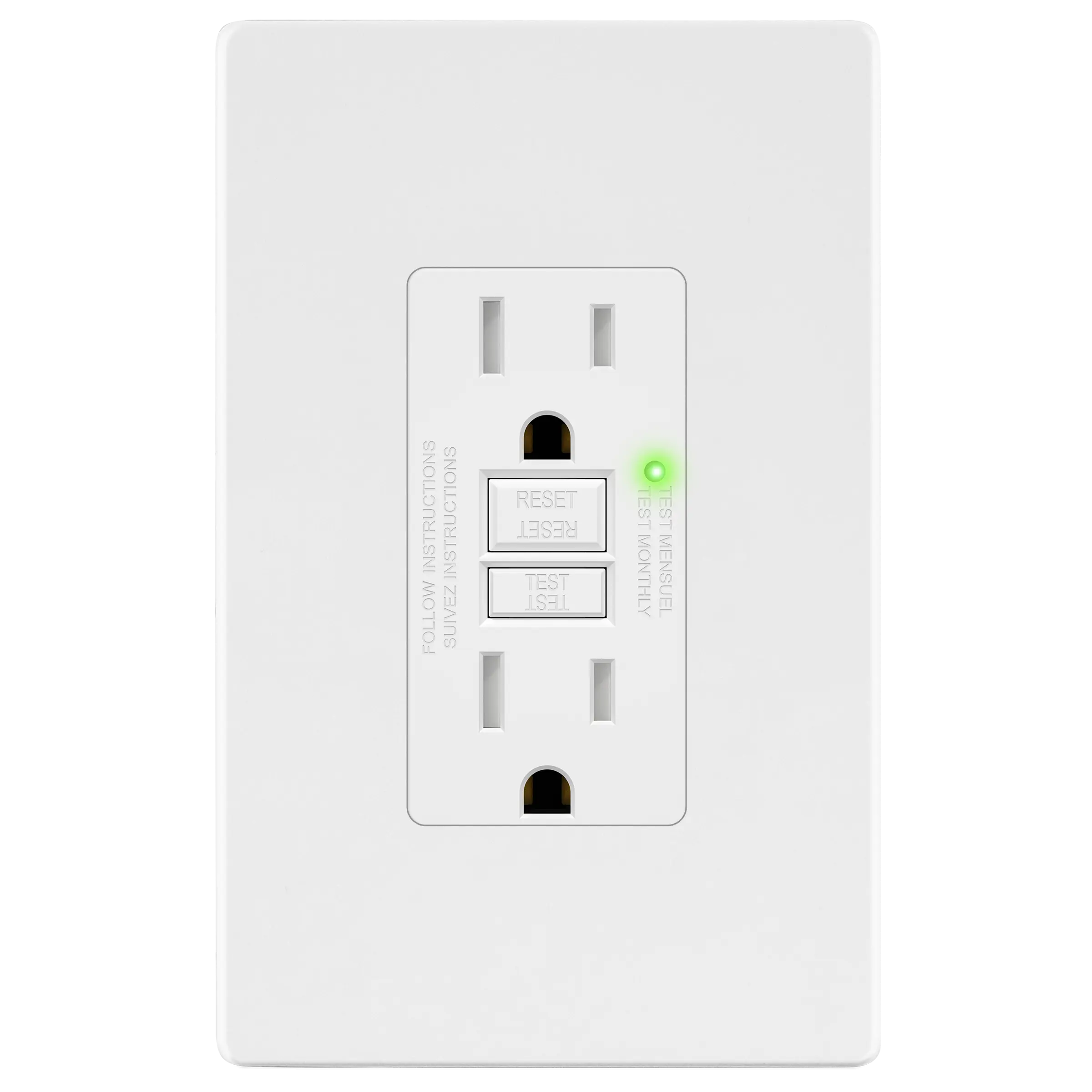 LIDER 15A GFCI Outlet, Tamper-Resistant Receptacle with Self-Test, LED Indicator