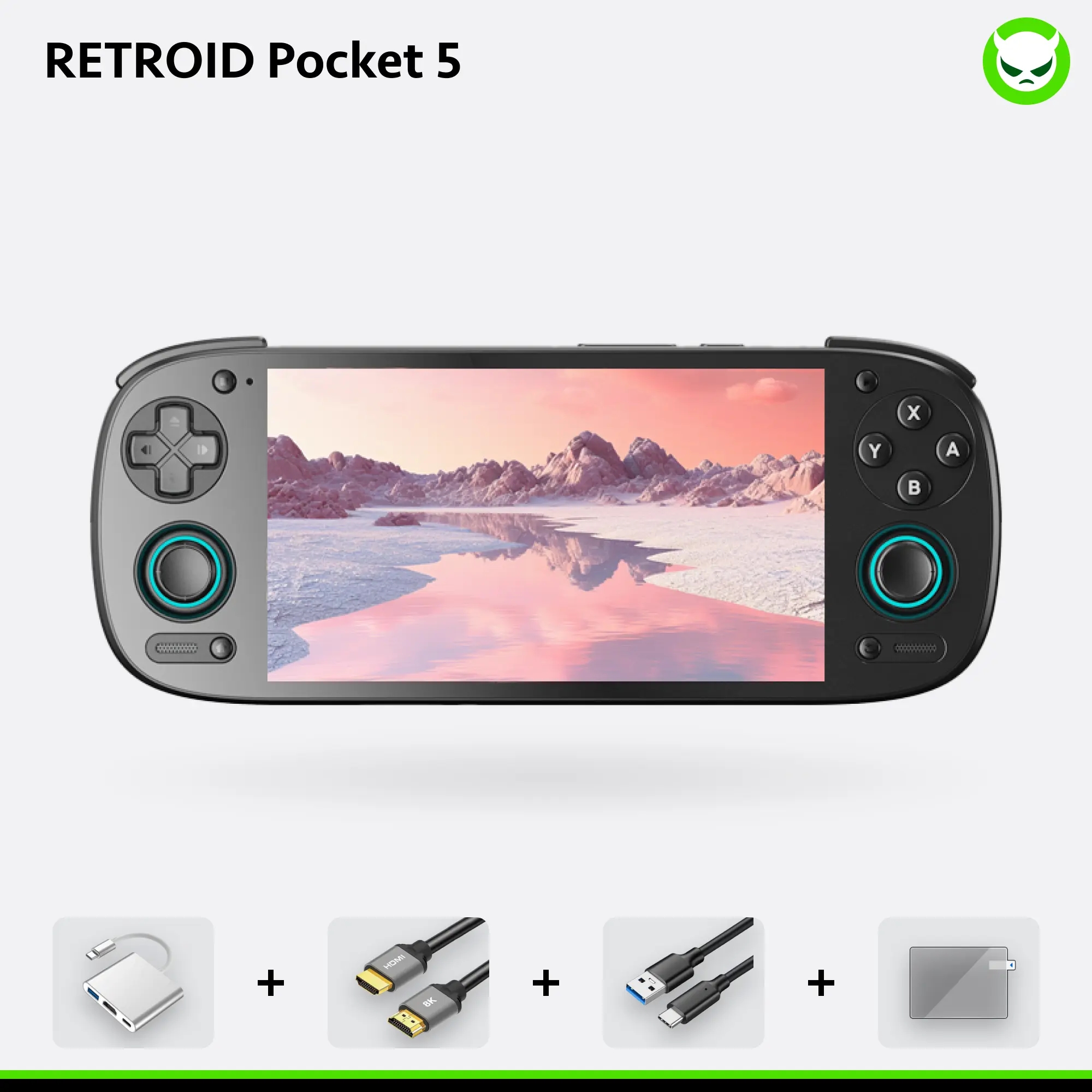 Retroid Pocket 5【Ready to Use】SD865【12GB】【Buy 1 Get 1 Multi-Port Adapter+1 8K HDMI Cable+1 Type-C Cable】5.5 Inch OLED Screen 1080P Android 13 5000mAh Adreno LPDDR4x Wi-Fi 650 Gift Package
