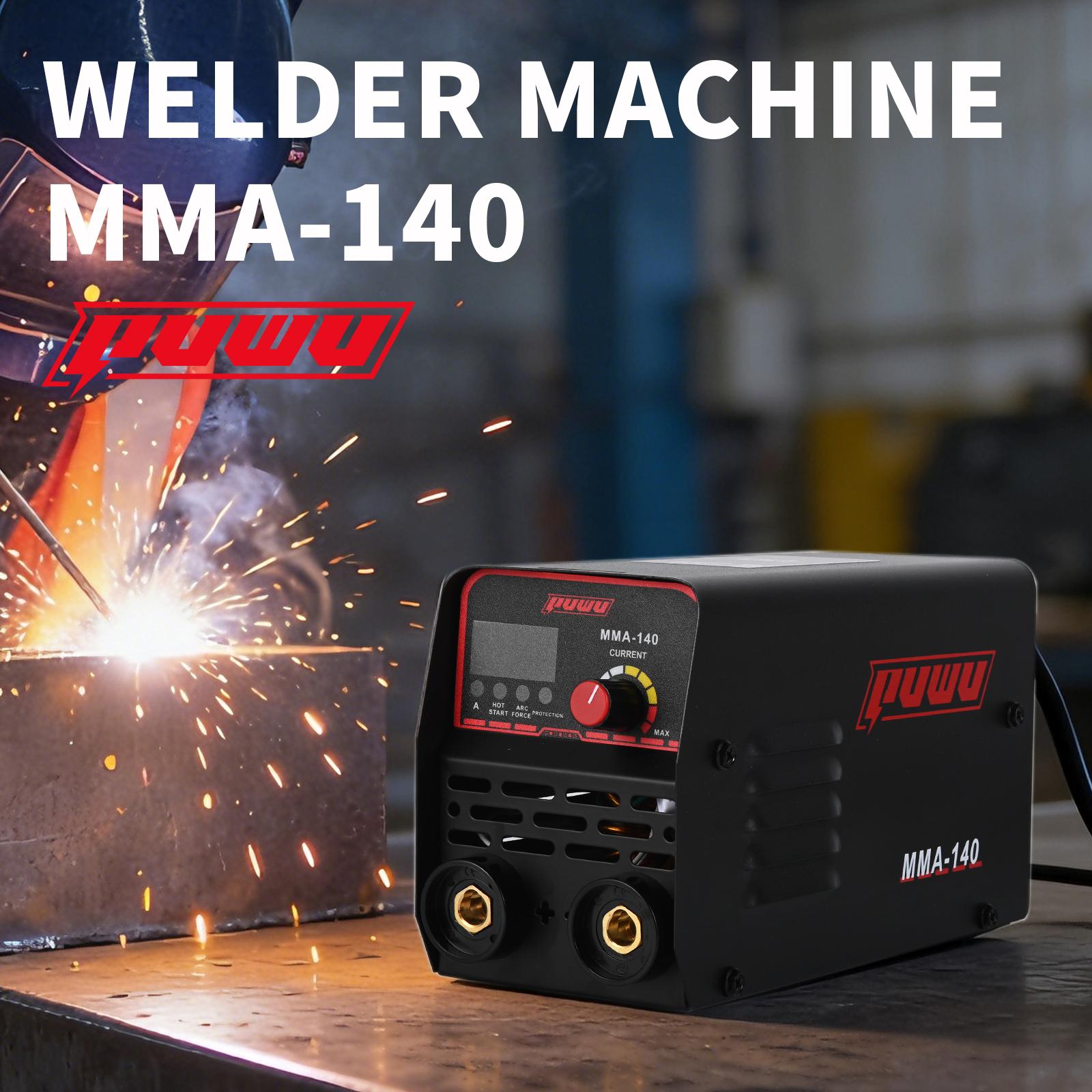 Puwu 110V 140A Stick Welder Lift Tig Welder Portable Welding Machine with Overheat Protection,Electrode, Gloves, brush, trial welding rod, Quick Connector with Hot Start - MINI MMA Arc Welder