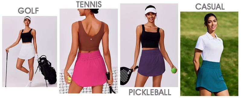 PINSPARK Golf Skirts for Women High Elastic Waisted Athletic Skort 2 Pockets Curved Hem Tennis Skirt for Pickleball Workout springtok  Outdoorfun Activewear