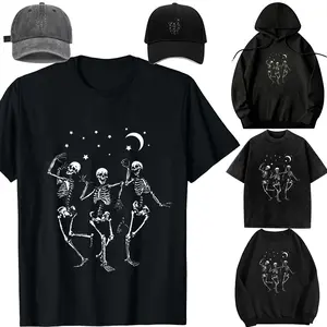 Family set-DIY-Unisex-Long sleeves / With a hat / For children/ Dancing Under The Moon Funny Happy Halloween T-Shirt
