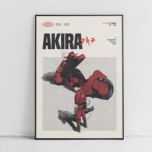 Akira Mid-Century Movie Poster - Retro Neo Tokyo Anime Artwork - Unframed High-Quality Paper Print - Classic Cyberpunk Manga Wall Decor - Otaku Room Art