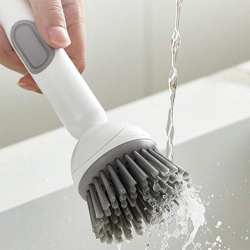 Pro Adjustable Soap Dispenser Scrubber Brush, Long Handle Cleaning Wand for Effortless Dish Washing, Deep Cleans Kitchen Pots, Sinks, Tiles & Glass Surfaces Pro Adjustable Soap Dispenser Scrubber Brush, Long Handle Cleaning Wand for Effortless Dish Washing, Deep Cleans Kitchen Pots, Sinks, Tiles & Glass Surfaces