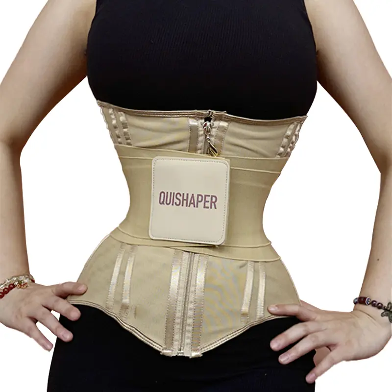 QUISHAPER Women's Faja Body Shaper - Breathable Geometric Highwaist Girdle with Tummy Control, Adjustable Compression, Buttons, Body Contouring for Postpartum Recovery & Workout, Waistband, Activewear, Sports Clothes