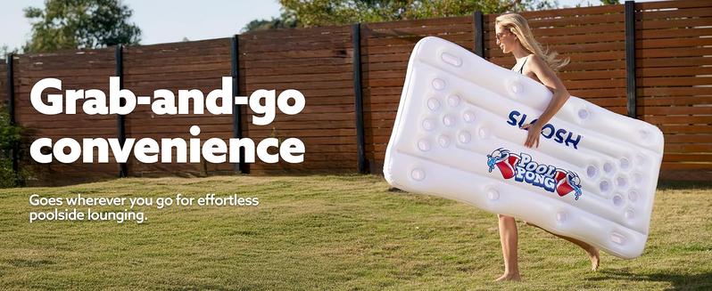 SLOOSH Pool Toys Games Set - Pong Toss Game Water Toys for Adults Kids Family Games, Inflatable Floats Lounge Raft Floating Swimming Pool Accessories 6x3 FT Table with 10 Pong Balls for Parties 4th of July