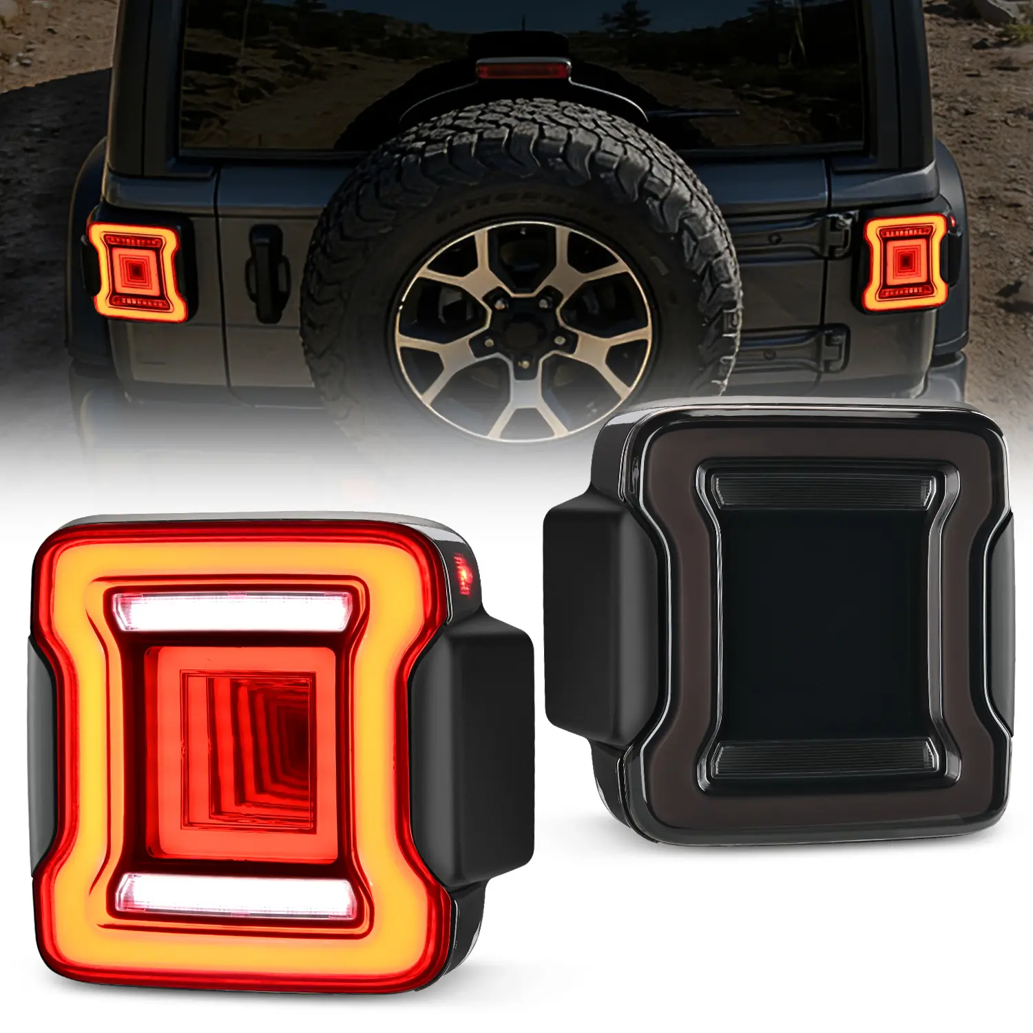 Nilight Smoked Lens LED Taillights for 2018-2023 Jeep Wrangler JL Car, DOT Approved, Multi-Mode with White Backup Reverse, Red Running Brake Signal, Turn Signals, Screws, Metal Resistors, Metal Brackets, 18 2835 White LED Lights, Plug-and-Play, Pmma Lens,
