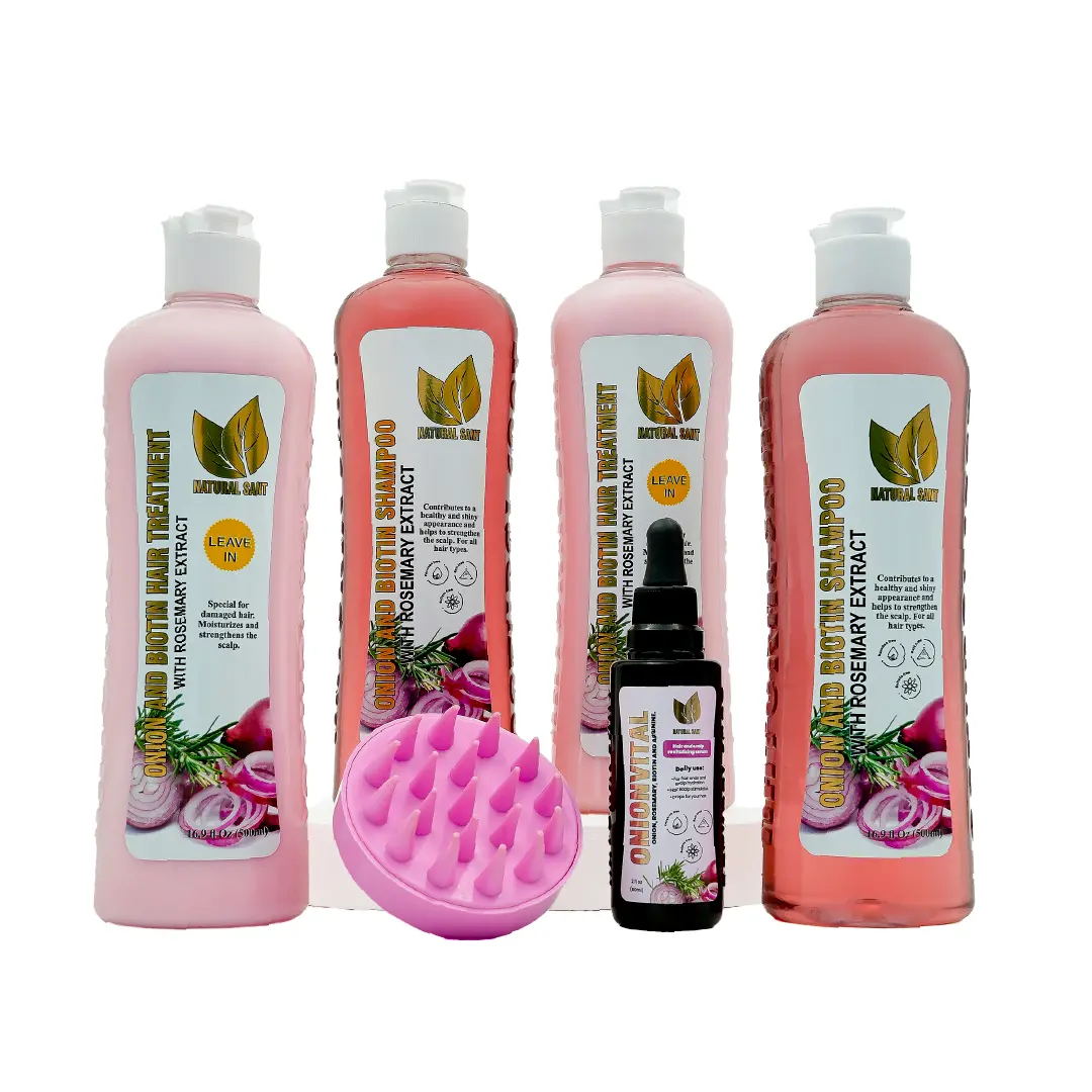 Natural Sant - 2 Onion, Rosemary and Biotin sets + Onionvital Serum KIT + FREE SCALP MASSAGER