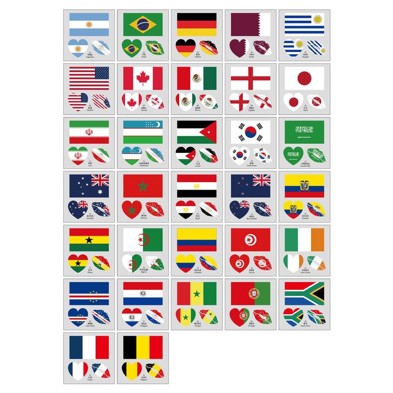 116Pcs 2026 World Cup 32-team combinations Flag Temporary Tattoos, Face Arm Leg Full Body Stickers for International Sports Events & Patriotic Activities, Easy to Apply