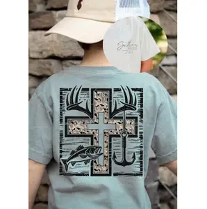 Cross Camo Hunting and Fishing Youth & Toddler Shirt, #southernboy clothes, toddler boy clothes, western baby clothes, family shirt