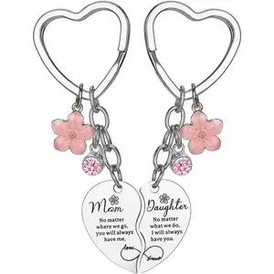 2 Pcs Mother Daughter Heart Matching Keyring Keychain Set Gifts For Mom Mothers Day Gifts from Daughter Christmas Gift