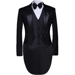 Men's Tailcoat Formal Slim Fit 3-Piece Suit Dinner Jacket Casual Swallow-Tailed Coat