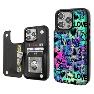 Graffiti heart LOVE Pattern Phone Cases Compatible For With iphone 17 16 15 14 13 12 SAMSUNG GALAXY S22345 ULTRA PRO PLUS MAX AIR PU Durable Flip High quality Leather Credit Card Bag Holder Gift Wallet Shockproof Anti-Drop Full Protection Shell Cover
