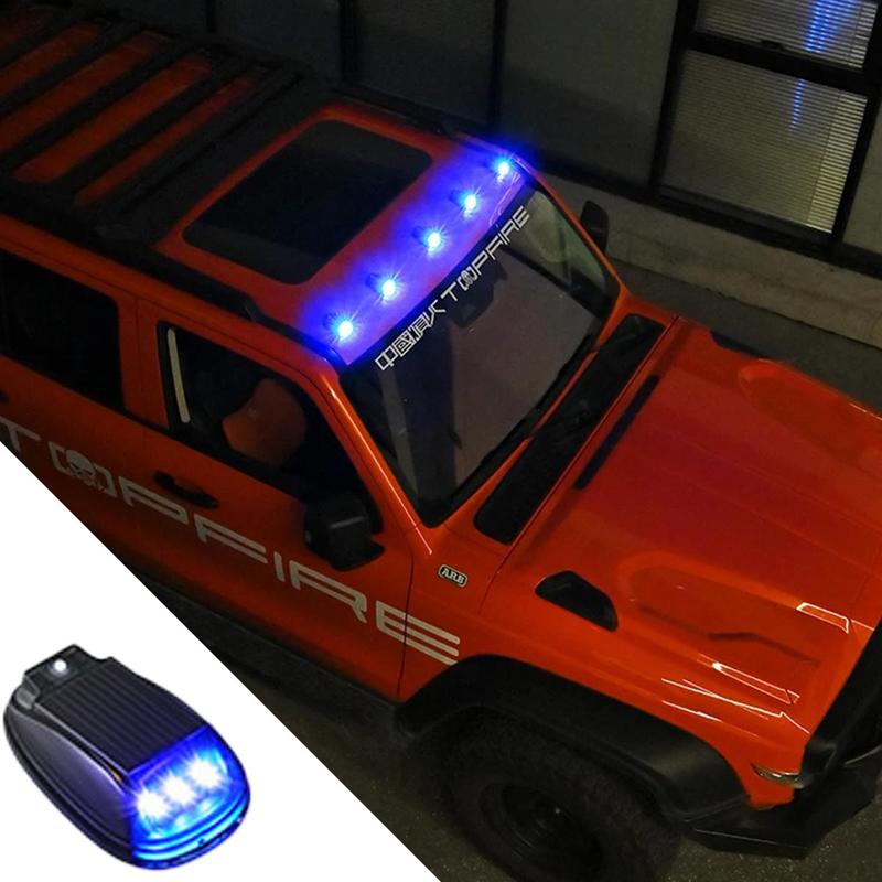 Solar Car Roof RGB Strobe Light With Remote Control Cab Signal Lamp Wireless No Punch LED Truck Pickup Warning Lights for Camping Enhanced Night Visibility & Interior Lighting vibration sensor