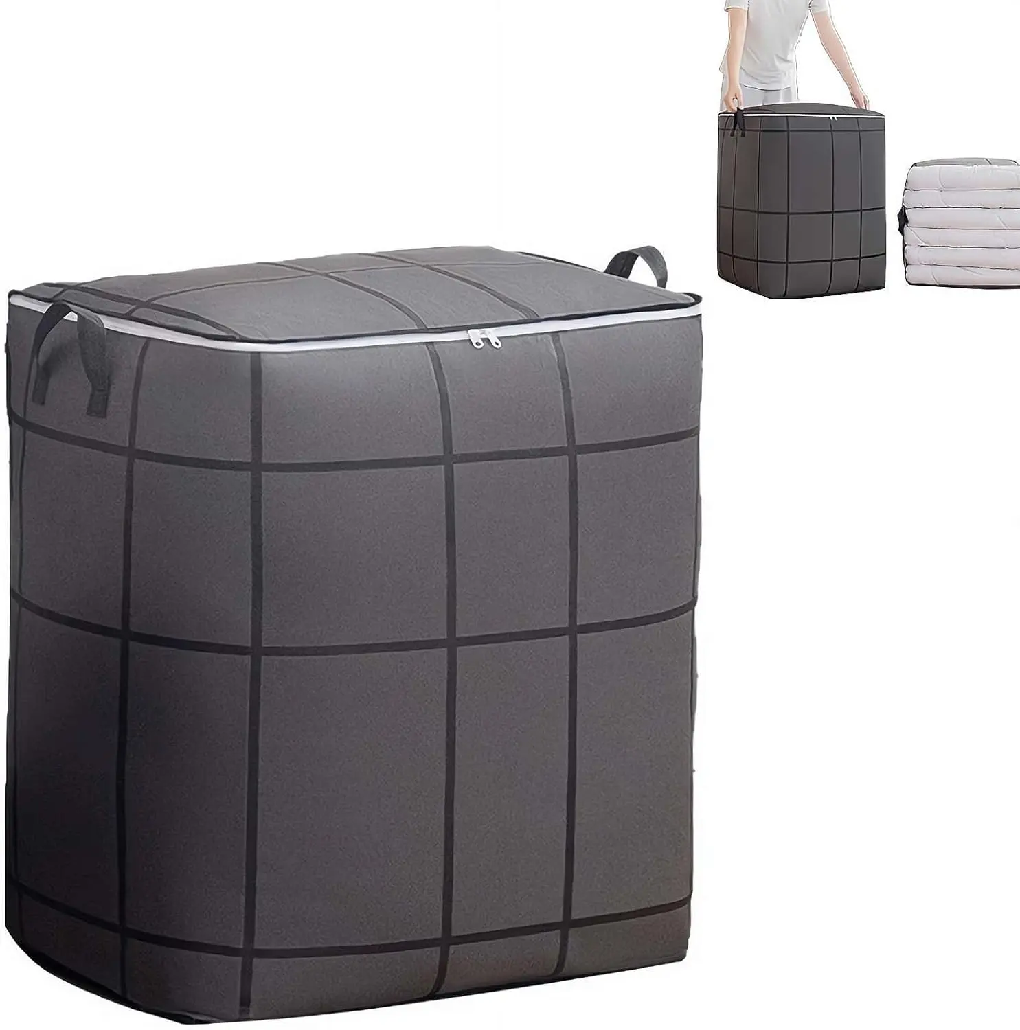 180L Large Storage Bags, Foldable Blanket Storage Bags with Zippers, Closet Organizers Storage Containers with Reinforced Handle for Clothing, Blanket, Comforters, Bed Sheets, Pillows and Toys