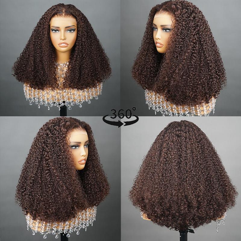 BangJazz 99J Burgundy Kinky Curly Human Hair Wig Pre Cut Lace Bleached Knot Closure Glueless Ready To Wear 250% Density Lace Front Wig For Women#FallFrehness Outdoorfun