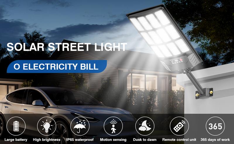 4Pack/2Pack Solar Street Lights Outdoor Waterproof 48000LM 320°Wide Angle Flood Light LED Solar Parking Light with Motion Sensor and Remote Control for Outdoor Streets Courtyards Parking Garages
