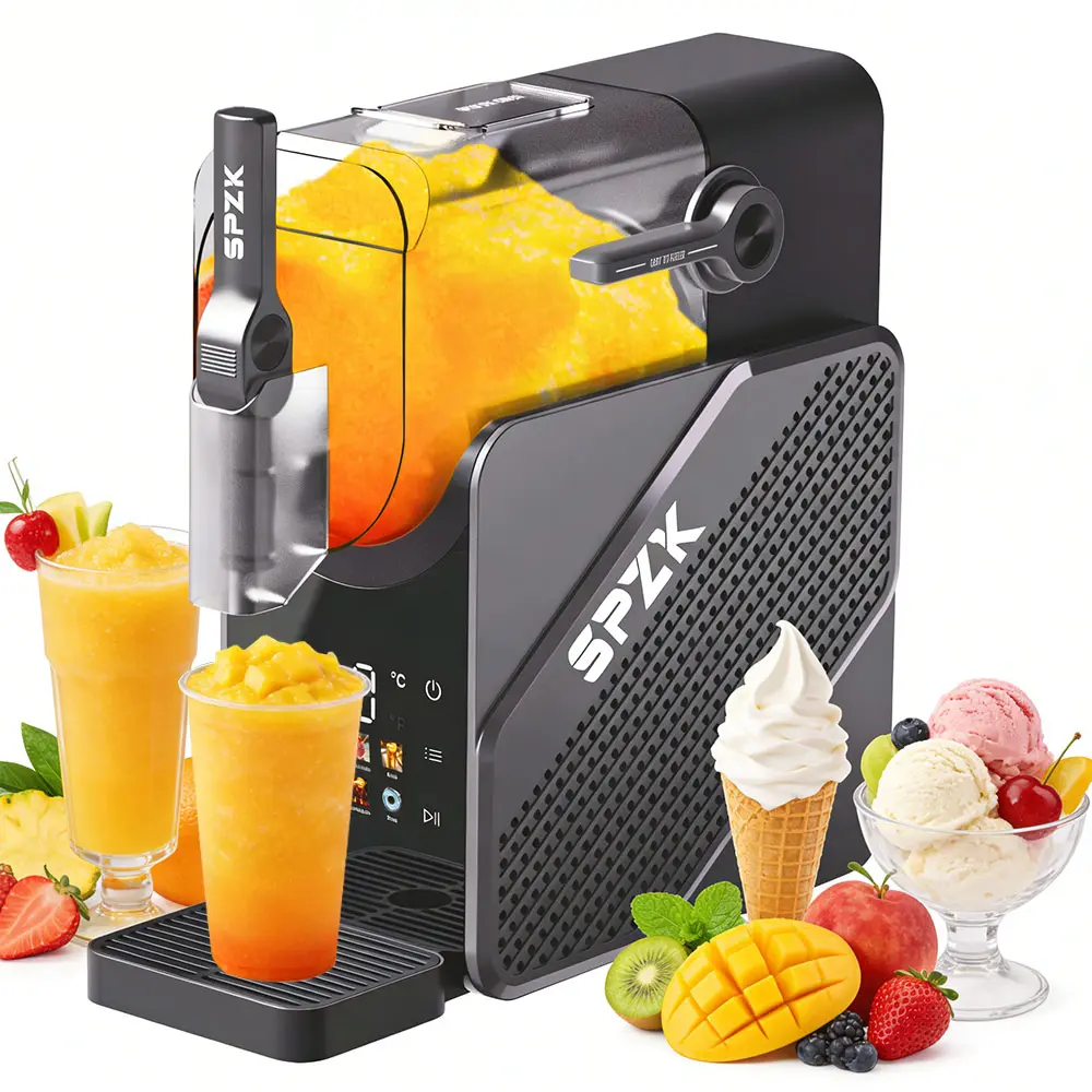 SPZTJK 2.5L Large Capacity Slushie Machine - Food-Grade Stainless Steel Kitchen Ice Maker, 5-Second Quick Slush, 8-in-1 Versatility, Self-Cleaning, Milkshake Ready, Cocktails, Wine Chill & Mix, for Home Use