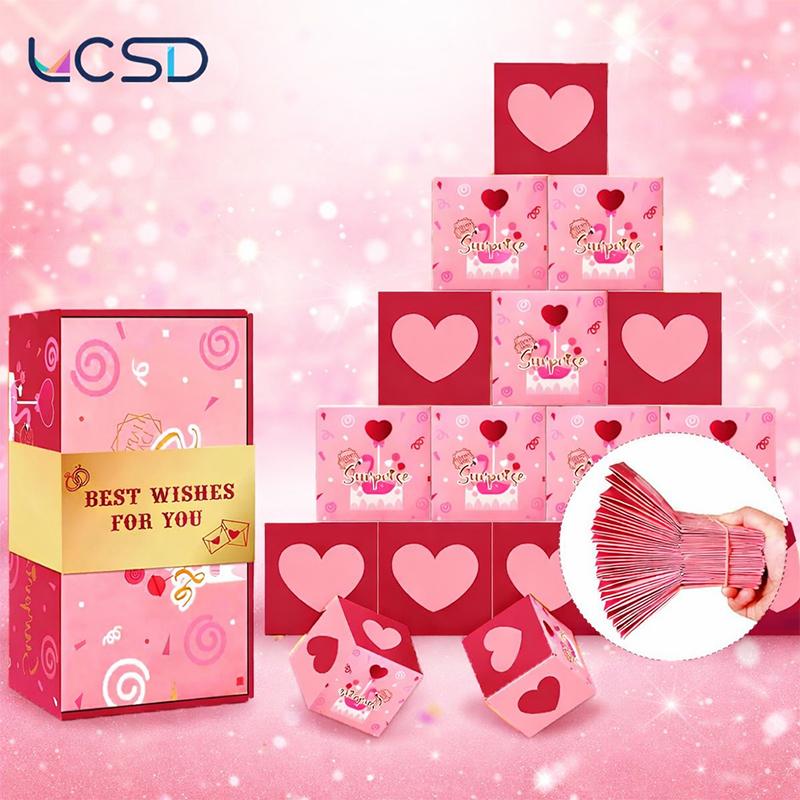 LCSD Red Envelope Box, Unique Folding Bouncing Design, Valentine's day & Birthday Gift Idea, Creative Gift Bag, Perfect for Holiday Presents