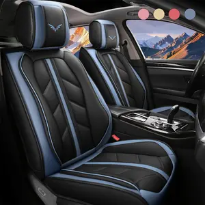 OTOEZ 5PCS PU Leather Car Seat Cover Waterproof Full Coverage Protector Airbag Compatible with Storage Pockets Easy Installation Interior Car Decoration