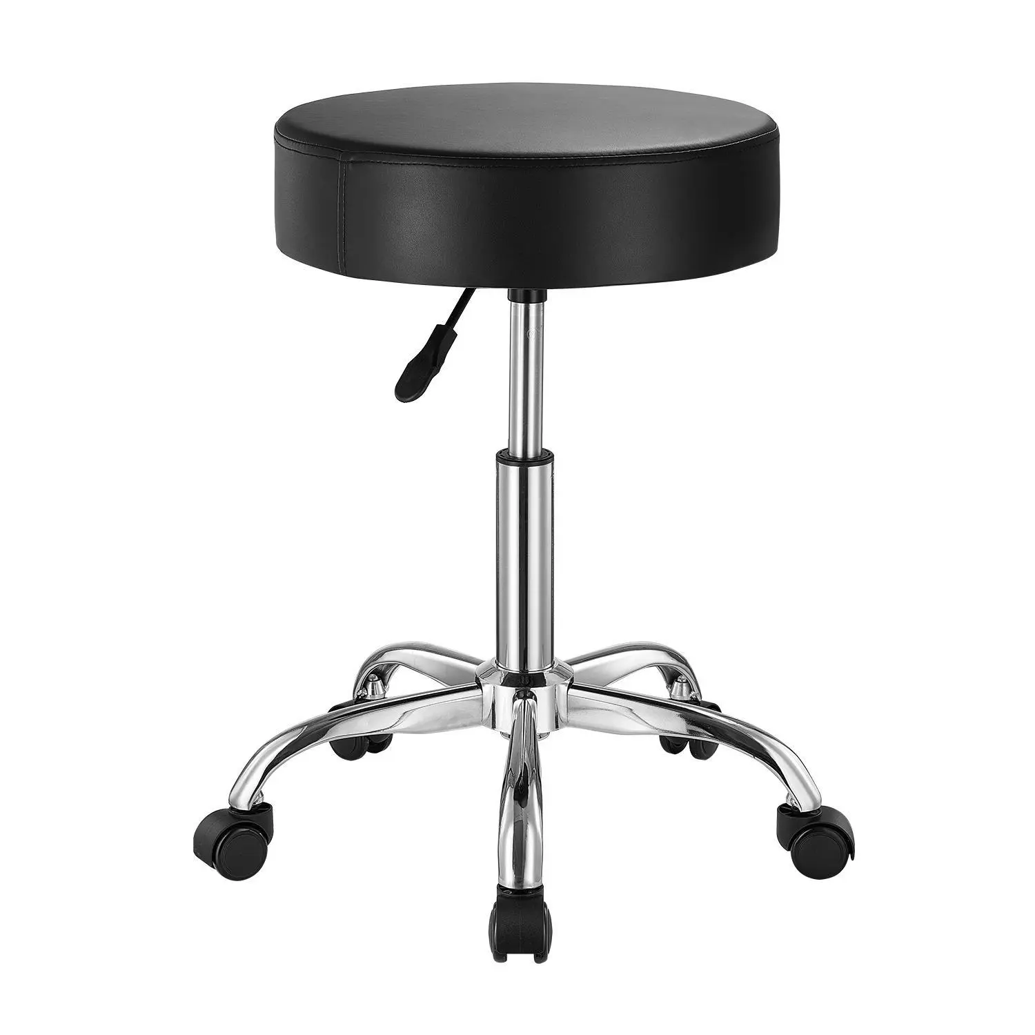 【SummerFinds】VEVOR Rolling Stool with Wheels,  , 450 LBS Weight Capacity Round Rolling Stool Chair, Height Adjustable Thickened PU Leather Swivel Stool for Salon, Spa, Massage, Tattoo, Clinic, Black