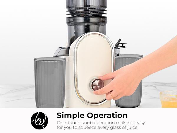 SUSTEAS Cold Press Juicer with 5.3” Feed Chute, Powerful 150NM Motor, Simple operation, Slow Masticating Juice Extractor Fits Whole Fruits,Veggies
