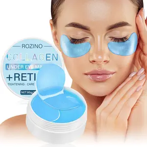 ROZINO Collagen Retinol Under Eye Mask Hydrating Firming Treatment Reduces Dark Circles Puffiness 80g Moisturizing Smooth Texture for Youthful Gaze Hygienic Mess-Free Application - Hydrate