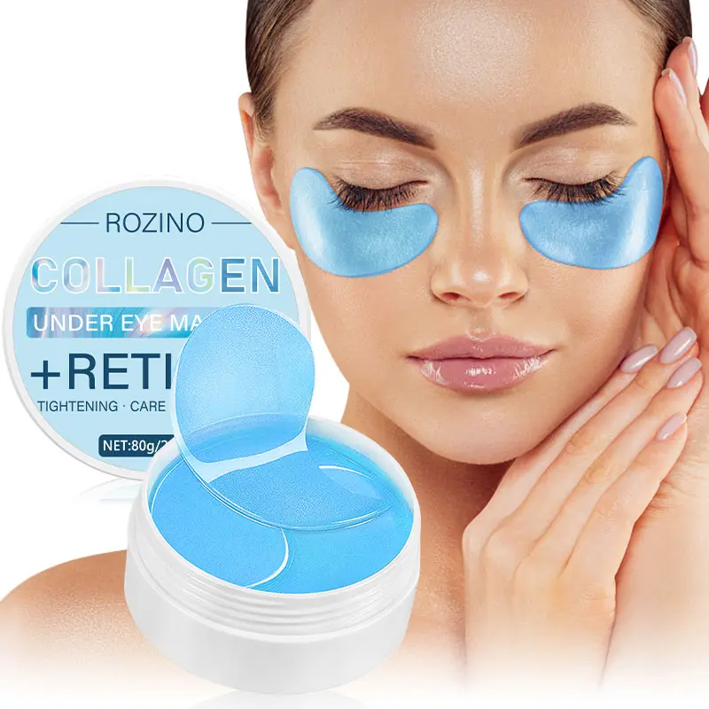 ROZINO Collagen Retinol Under Eye Hydrogel Mask - 80g Brightening Serum Patches for Dark Circles, Puffiness, Dry Skin, All Skin Types, Smooth, Hydrate, Restore Moisture, Soothing Firming Treatment