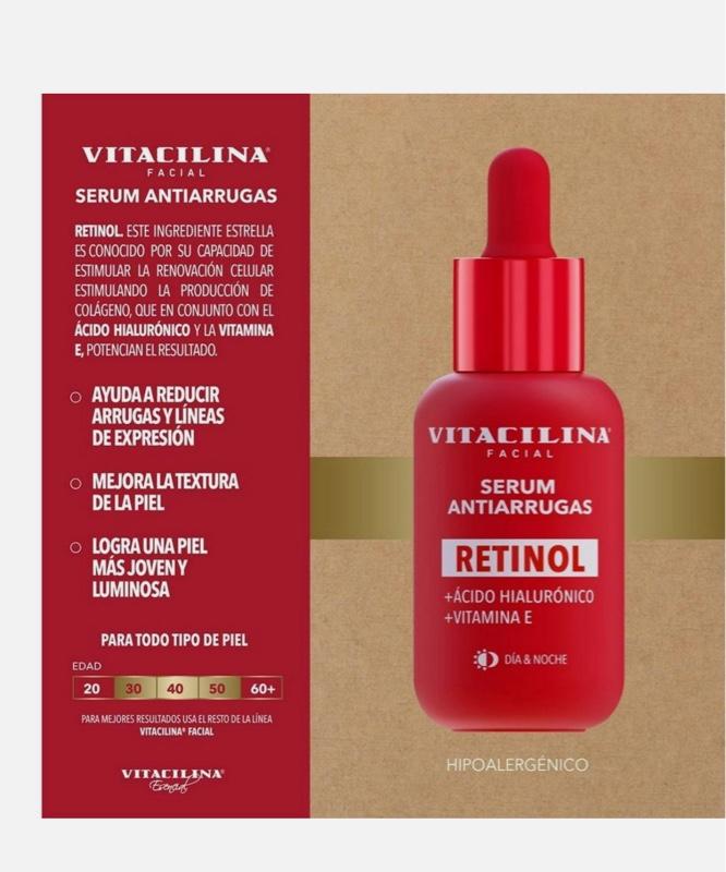 Vitacilina Retinol Serum Antiarrugas with Hyaluronic Acid & Vitamin E for Day & Night Use 100ml Firming Deep Hydration