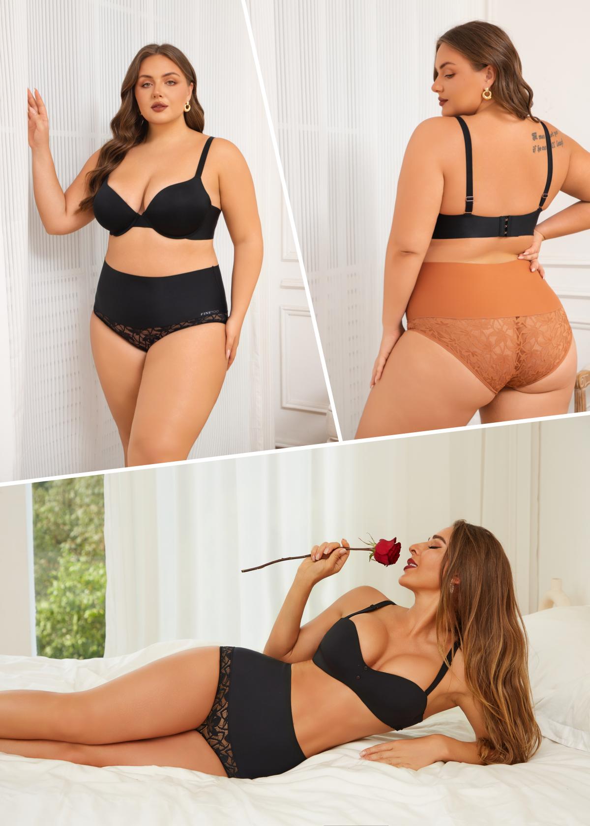 FINETOO 4PCS High Waist Briefs Spandex Underwear for Women Elegant Sexy Lace Bikini Style High Quality Comfortable Everyday Panties S-3XL Womenswear SpringStatements FINETOO 4PCS High Waist Briefs Spandex Underwear for Women Elegant Sexy Lace Bikini Style High Quality Comfortable Everyday Panties S-3XL Womenswear SpringStatements