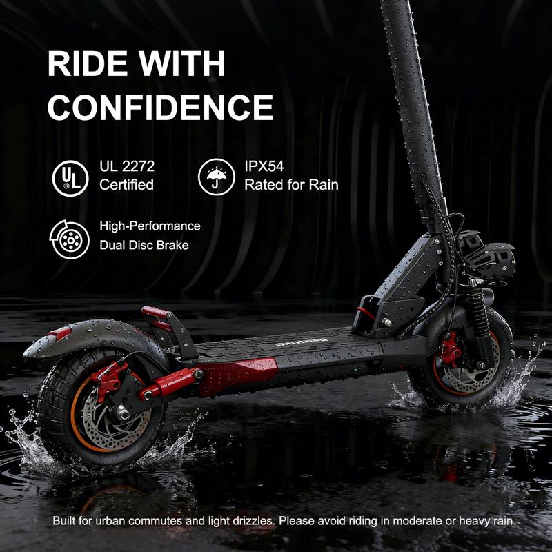 Mankeel MX-14 28mph Dual Suspension E-Scooter - 800W Max Power, 10"Tire, 40 Miles Long Range, Dual Disc Brakes, Easy Folding Commuting E-Scooter，Dual Spring Suspension