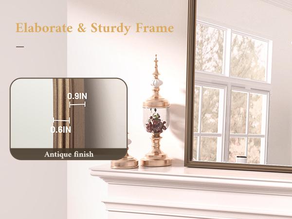 TETOTE Antique Gold Arched Mirror, Ornate Vintage Framed Mirror for Wall, Baroque Style, Decorative Mirror for Bathroom/Entryway/Mantel/Living Room, French Cleat Mounting