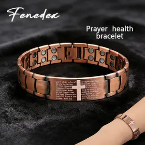 Fenedex Copper Magnetic Bracelet: Soothe Your Body, Uplift Your Spirit. Featuring a Cross & Prayer, it Helps Ease Insomnia, Reduce Inflammation, and Promote Energy Flow. A Comfort-Fit, Thoughtful Gift for Any Occasion.