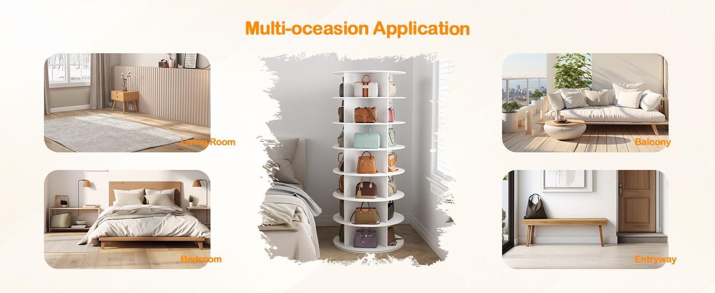 7-Tier Rotating Shoe Rack Tower - 360 Spinning Shoe Organizer, Vertical Lazy Susan, Closet Cabinet Rack for 28 Pairs of Shoes Bags Plants 7-Tier Rotating Shoe Rack Tower - 360 Spinning Shoe Organizer, Vertical Lazy Susan, Closet Cabinet Rack for 28 Pairs of Shoes Bags Plants