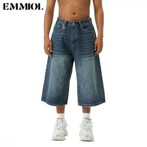 EMMIOL Baggy Jean Shorts Men, Y2k Jorts Cargo Ripped Elastic Waist, Mens Denim Shorts Comfy Casual Streetwear Summer