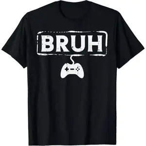 Men's Clothing Men Graphic Tee Shirts Humor Shirts Men's Fashion Graphic T-Shirts Gamer Bruh Video Game Funny Gaming Teen Men Boys Kids Youth T-Shirt Cotton Four Season Universal Cotton Four Season Universal Casual Top for Home Outdoor, Made in USA