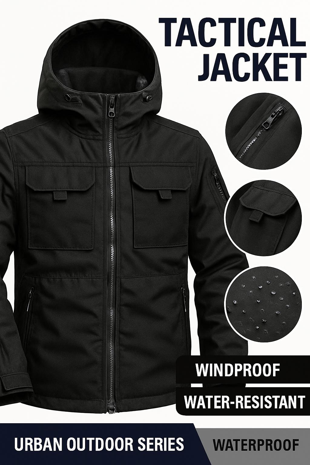 HOMUG Men's Casual Hooded Hiking Jacket - Outdoor Functional Windproof and Breathable Coat - Warm Coat - Long-Sleeved Coat - Tactical Waterproof Softshell Jacket - Multi-Functional Hooded Shirt, Suitable for Autumn and Winter Clothing Menswear SpringState