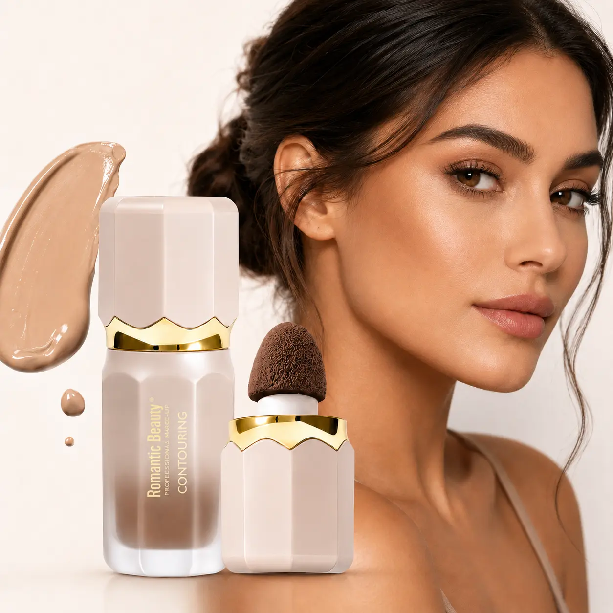 Matte Liquid Face Contour Stick with Built-in Sponge Tip, Blendable Bronzer for Nose & Jawline Shaping, Natural Look Finish, Beginner-Friendly Travel-Size Women's Facial Makeup,back to school