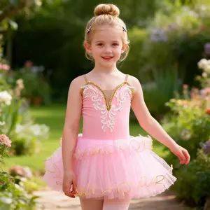 Kids Tutu Dress Girls Ballet Leotard Dance Costume Size 2-12Y with Embroidered Detail