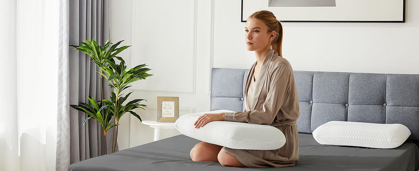 Memory Foam Cooling Hotel Pillow - Side Sleeper, Removable, Machine Washable Cover, Standard Size 1 Pack, White