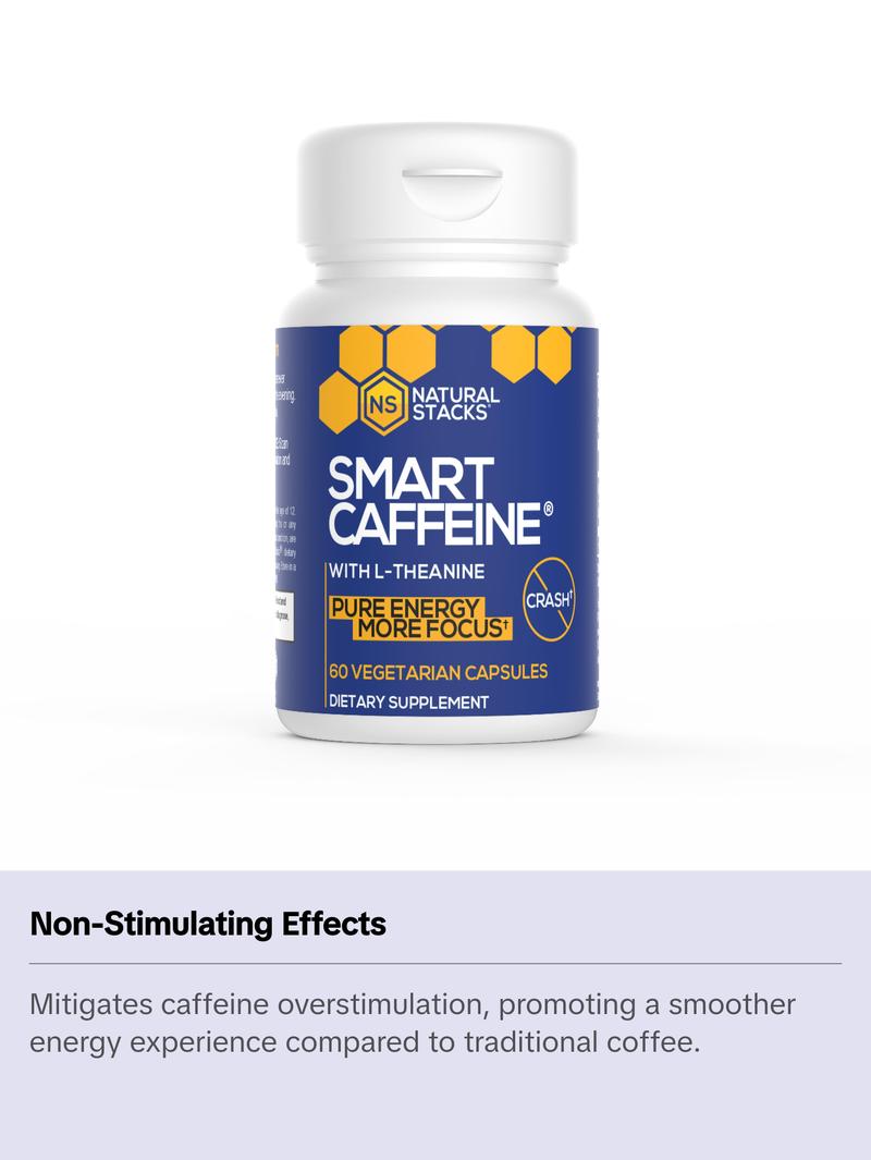 Smart Caffeine Supplement with L-Theanine and Caffeine for Focus and Energy - 60 Vegetarian Capsules