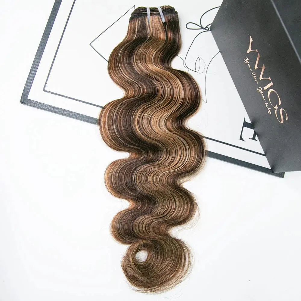 YWIGS Cambodia Raw Hair Bundles #4/27/30 Mix Color Double Drawn Human Hair Extensions Weft Bundles Hair Weaving 10A Burmese Bundles Human Hair Body Wave 100grams/Bundle#backtoschool #backtoschoolshopping