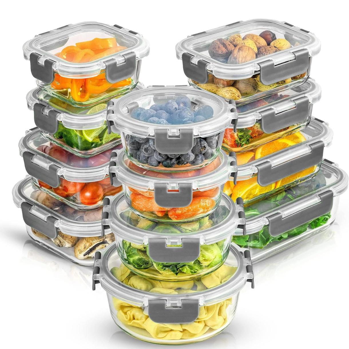 24pc Borosilicate Glass Storage Containers with Lids | 12 Airtight/Freezer Safe Food Storage Containers for Pantry and Kitchen | Meal Prep Container for Lunch | Glass Tupperware Set 24pc Borosilicate Glass Storage Containers with Lids | 12 Airtight/Freezer Safe Food Storage Containers for Pantry and Kitchen | Meal Prep Container for Lunch | Glass Tupperware Set