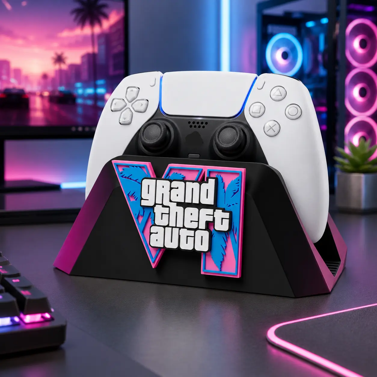 PS5 controller stand "Miami" theme