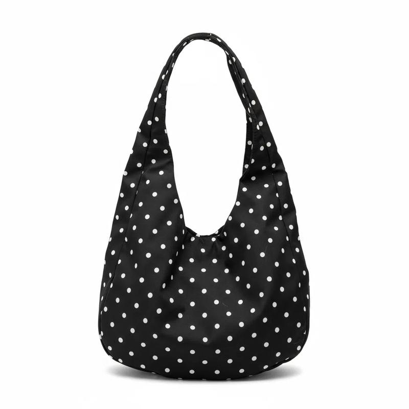 Slouchy Shoulder Bag Polka Dot Hobo Tote Bag for Women Y2K Knot 90s Lightweight Retro Handbag Purse Daily Travel Shopping