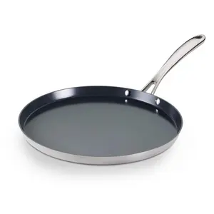 Utsava 11 in. Ceramic-Coated Stainless Steel Dosa Frying Pan Tawa