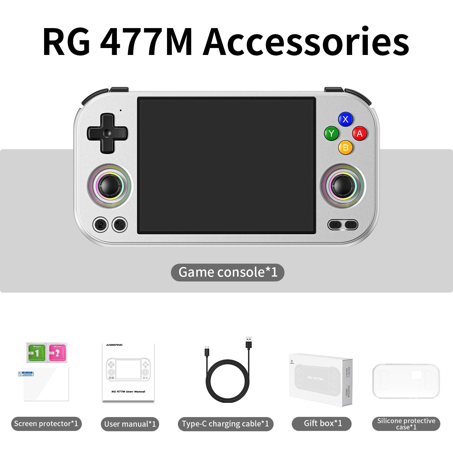 ANBERNIC RG 477M Retro Game Console Android 14 Dimensity 8300 Game Player 4.7-inch LTPS In-Cell Display RGB Hall Joystick RG477M Aluminum Alloy Shell Large Screen Handheld Game Console