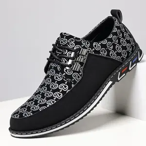 Men’s Korean-Style Casual Sneakers with Trendy Printed Design, Lace-Up Low-Top Construction, Color-Block Panels, Fashionable Patterns, Lightweight Soft Sole